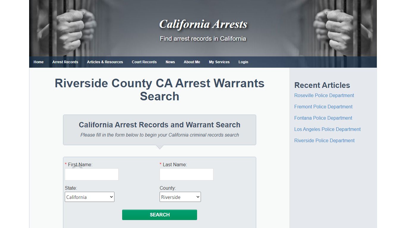 Riverside County CA Arrest Warrants Search - California Arrests